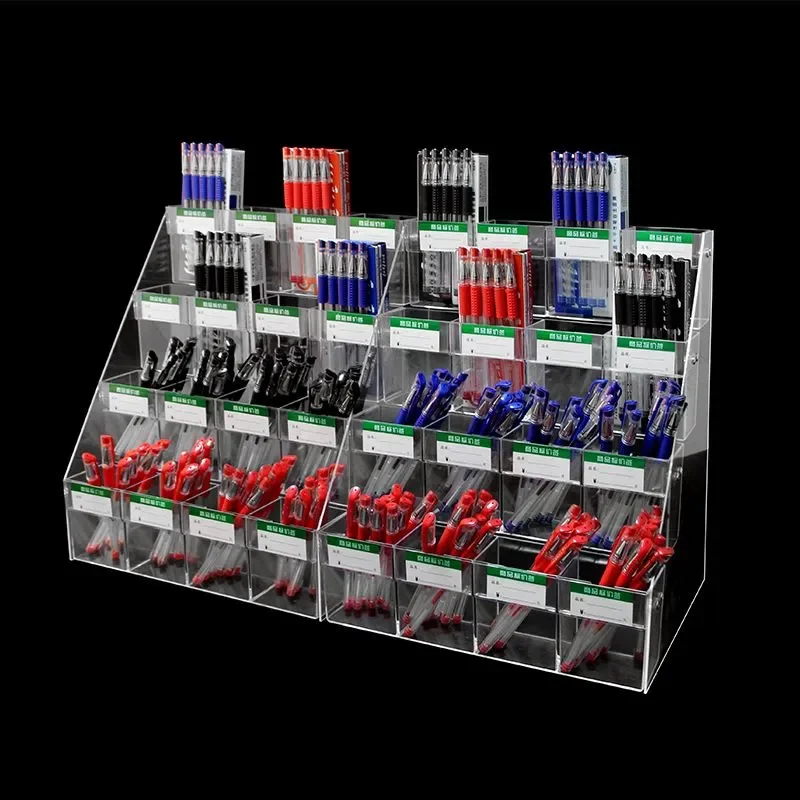 Acrylic-Pen-Holder-With-Price-Slot-Supermarket-Shelf-Pen-Display-Stand ...