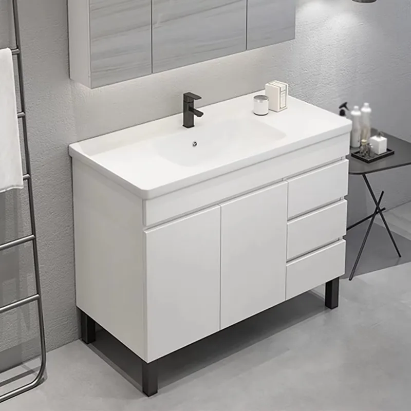 CBMmart Wood Plywood 61cm 24inch White Oak Hanging Washroom Cabinet Bathroom Vanity Furniture Sets with Led Mirror for home