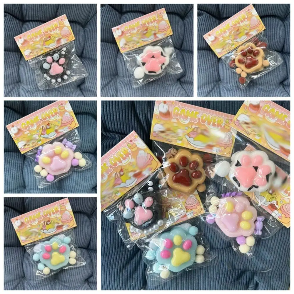 Novelty Plush Ball Cat Paw Squeeze Toy TPR Silicone Cartoon Fidget Toy Fidget Toy Sensory Toy Pinch Decompression Toy Kid