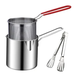 Premium Stainless Steel Deep Fryer Set with Oil-Saving Basket (1 set)