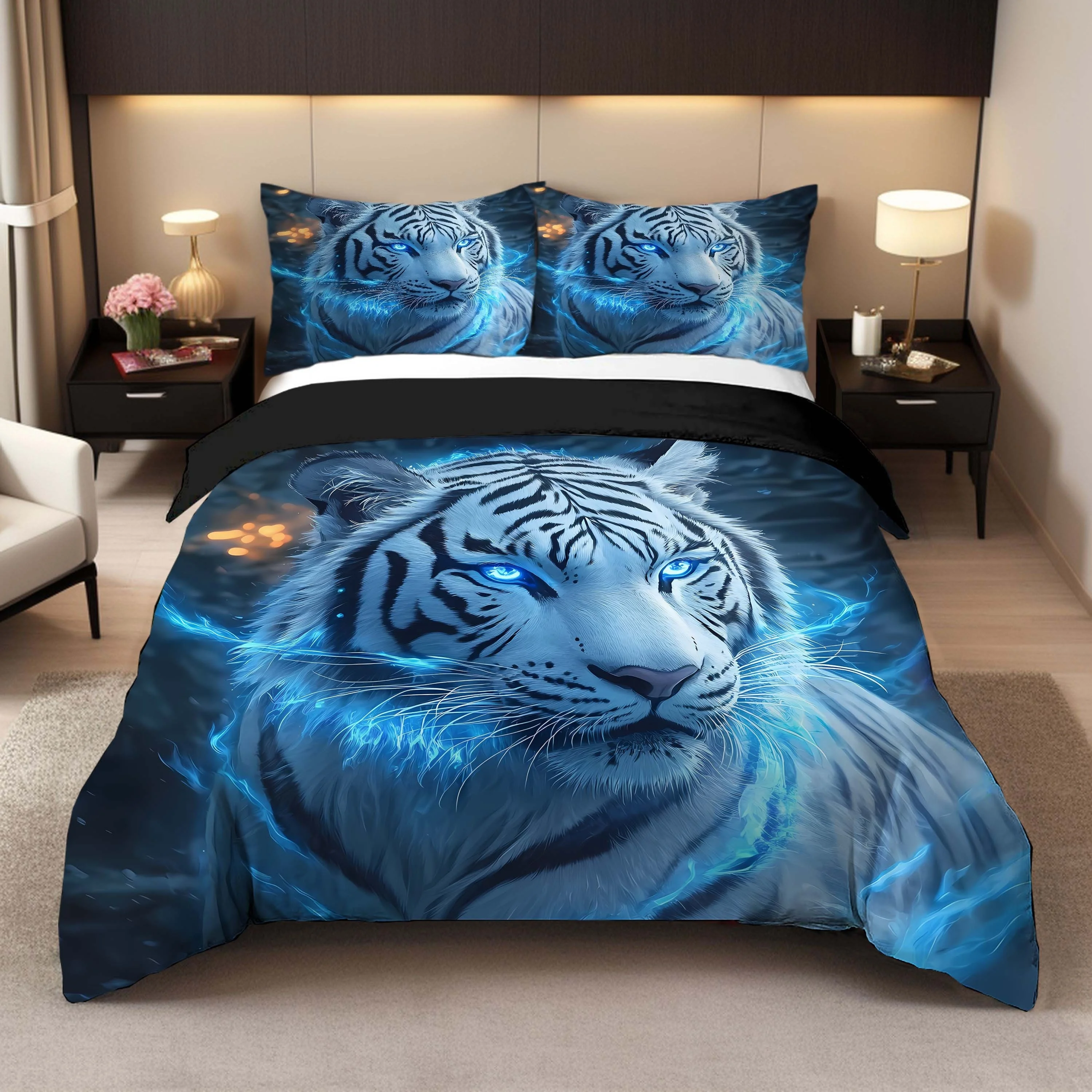 2pcs/3pcs Duvet Cover Set (1 Duvet Cover + 1pc/2pcs Pillowcase,Without Core),3D handsome and elegant blue background