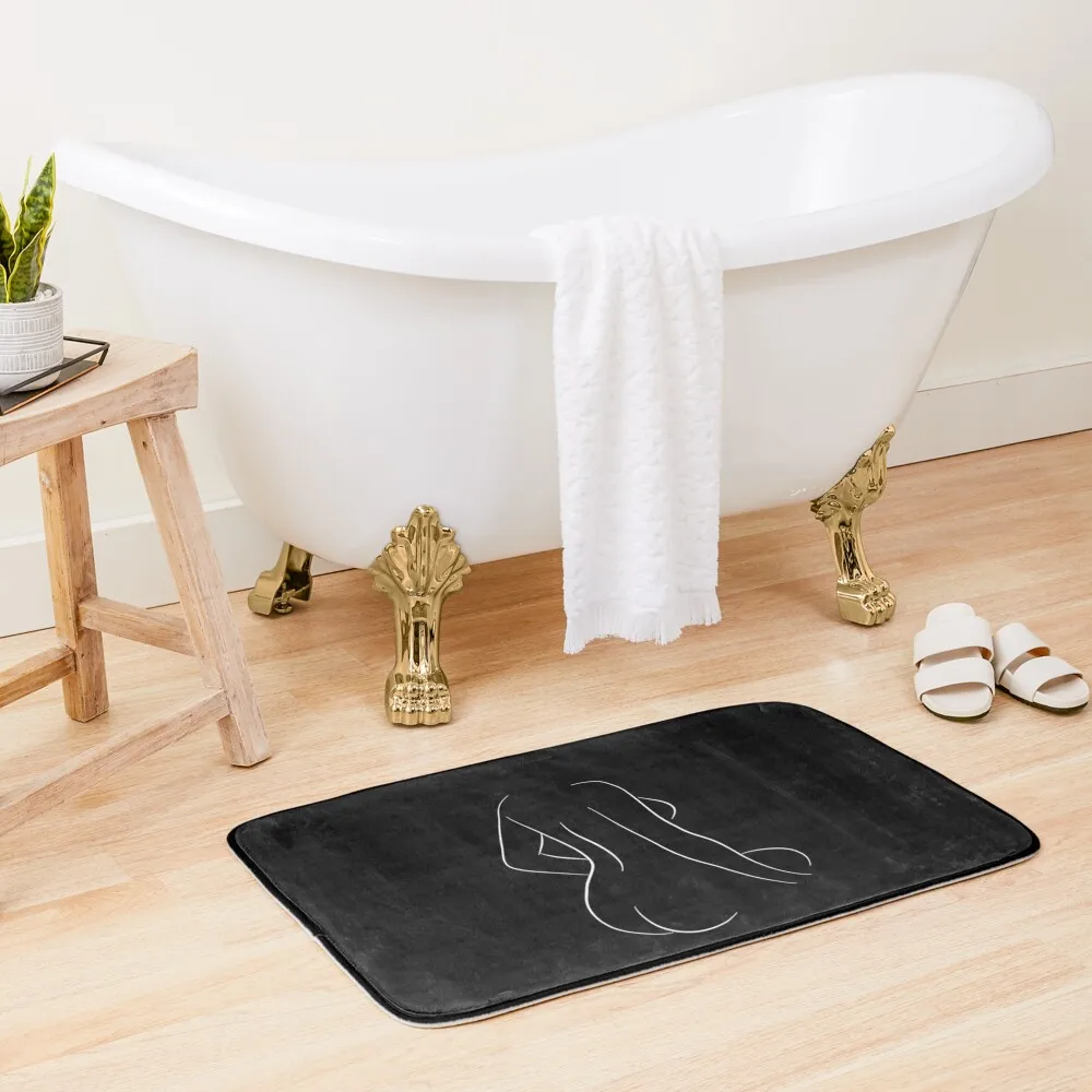 

Curvy Nude Line Drawing - Buxom Bria Bath Mat Non-Slip Bathtub Anti-Slip Carpet DoorFor The Door Kitchens Mat