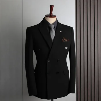 Casual Fashion Business Customer Made Clothes Men Blazer Jacket for Men Double Breasted Suit Jackets Coat Male Men Clothing 1