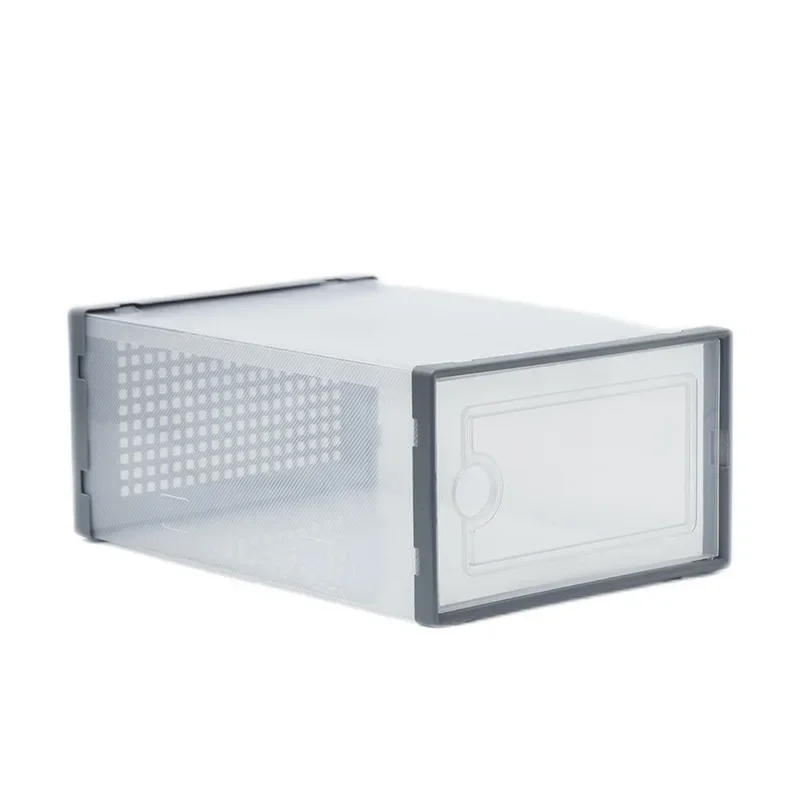 Double frame thickened transparent shoe box plastic basketball shoe box storage artifact foldable shoe box flip cover shoe rack 5