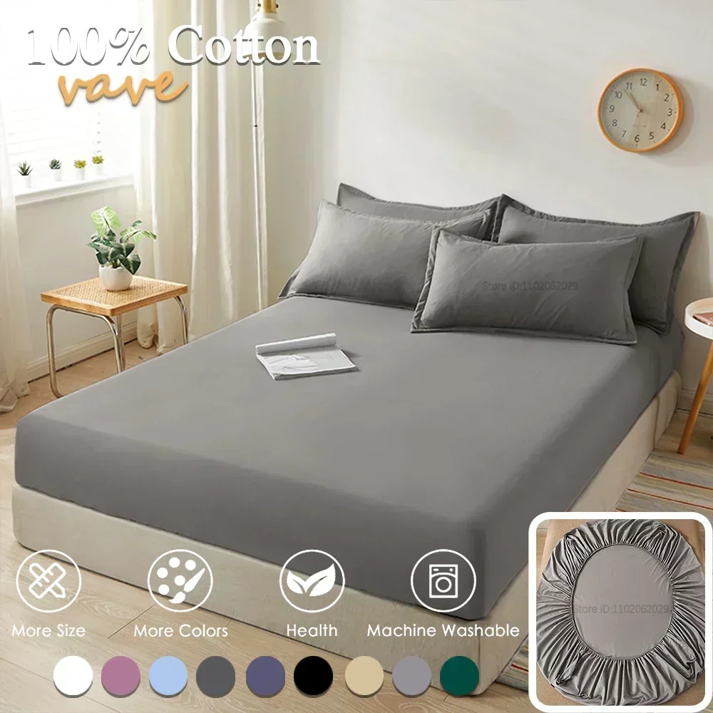 Soft Microfiber Fitted Bed Sheets with Elastic Bands Cotton Bedspread Covers Mattress Pad for Single Double/King/Queen Size Beds 2