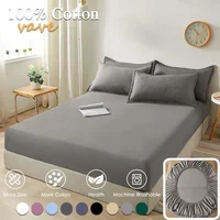 Soft Microfiber Fitted Bed Sheets with Elastic Bands Cotton Bedspread Covers Mattress Pad for Single Double/King/Queen Size Beds 2