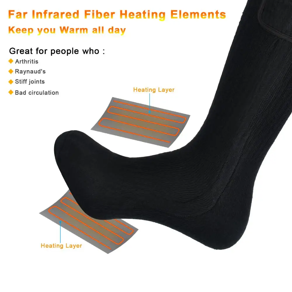 Savior Heat Winter Warm Electric Heated Socks 7.4V 2200mAh Battery Powered Thermal Socks For Sports Camping Riding Hiking