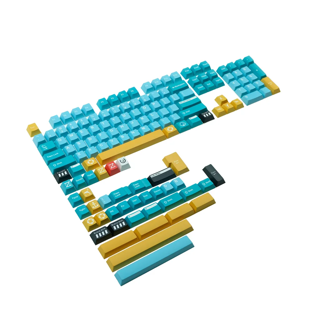 GMK Belafonte Keycap Blue Yellow Cherry Profile DYE Sub 142 Keys 