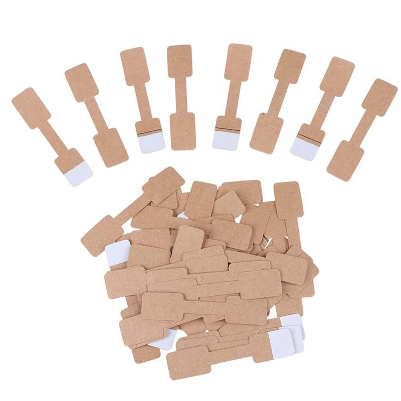 

1000 Pcs Quadrate Blank Brown Paper Price Tag Labels Jewelry Display Cards Labels Ring Sticker Hangtags 6X1.2Cm