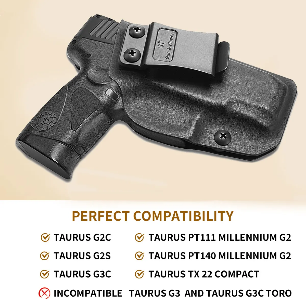 Taurus G3C Kydex Holster, IWB, Right-hand Draw