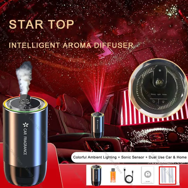 

Car Air Refresher with LED Light Starry Projection Light Home Perfume Auto Air Purifier Aromatherapy Car Accessory For Tesla