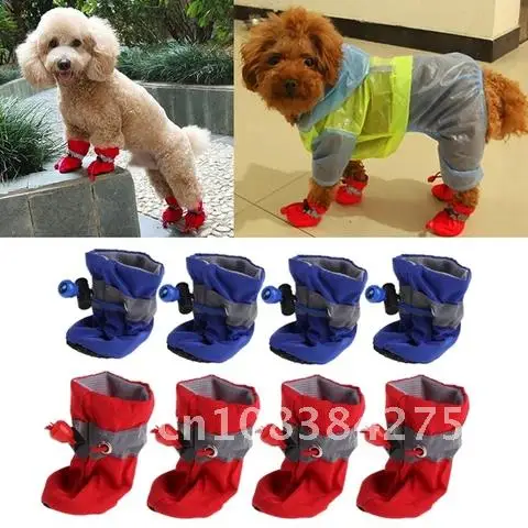 

Winter Waterproof Pet Dog Shoes 4pcs/set Anti-slip Rain Snow Boots Footwear Thick Warm For Small Cats Puppy Dogs Socks Booties