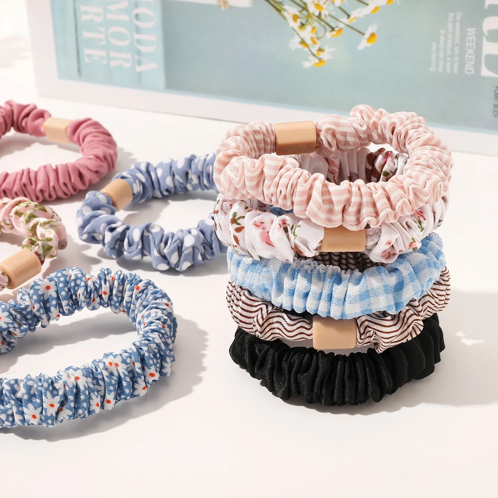 Women's Satin Floral and Polka Dot Hair Scrunchies Set