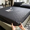 3Pcs Skin-friendly Brushed Embossing Rose Fitted Sheet Mattress Cover Natural With Elastic Band Bed Sheet With 2 Pillowcases 1