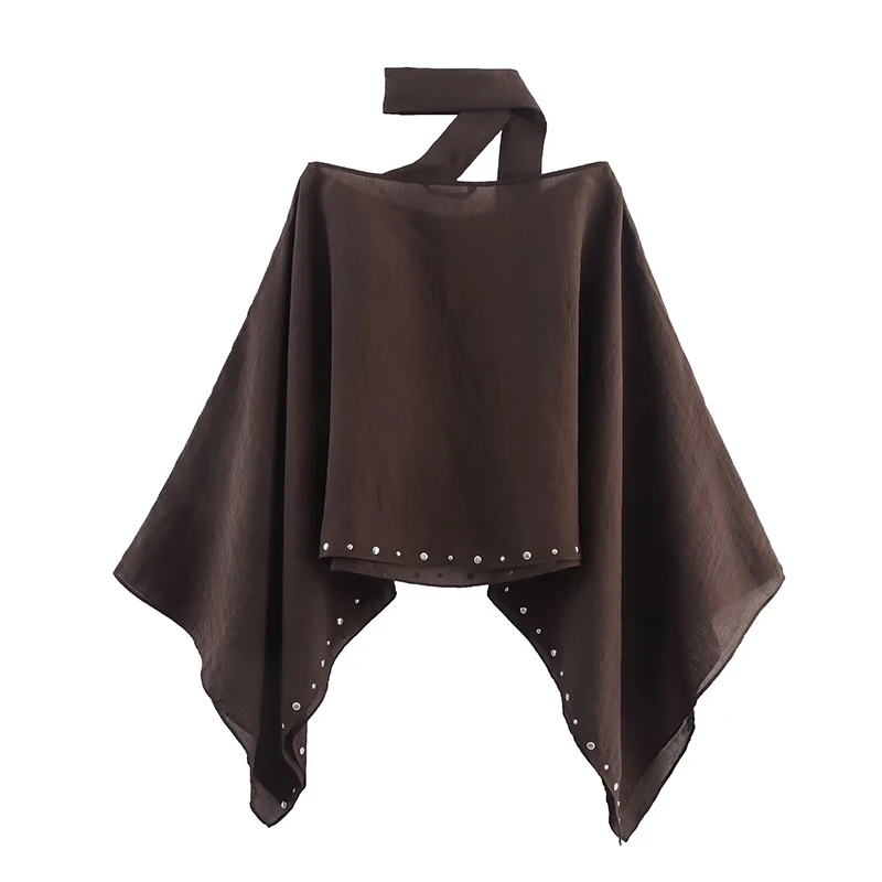 Women's Loose Cropped Cloak Jackets for Women 2025 Summer Rivet Scarf New In Cape Coats And Jackets Holiday Casual Poncho