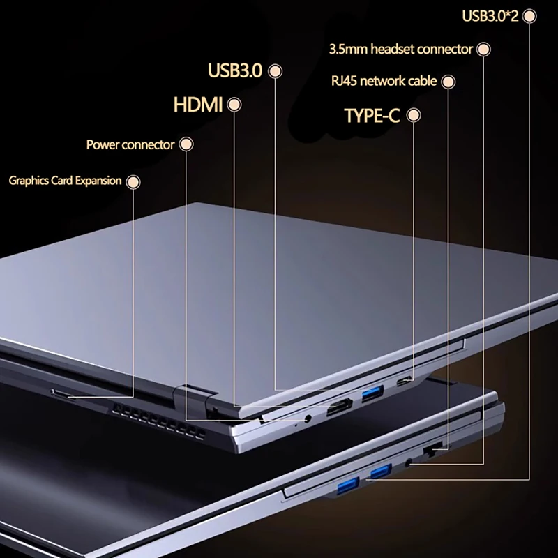 Dual Screen Laptop Intel Xeon W-10855M 16.1+14.1 Inch 5.1GHz 64GB DDR4 4TB SSD 8Cores 16 Threads HD Camera Portables Computer 5