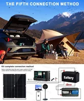 Kit d'énergie solaire 7000 W avec contrôleur 100 A et panneau 300 W, onduleur hors réseau 12 V à 110 V/220 V pour maison/Camping/RV/coulement d'urgence 6