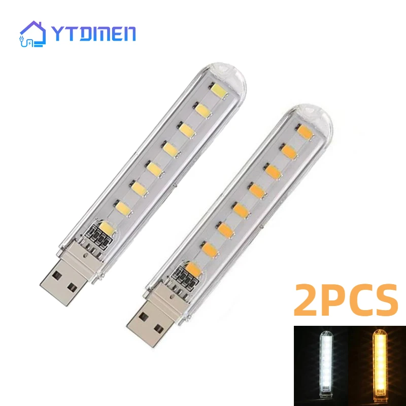 

2PCS Portable Mini 5V USB LED Night Light 2/3/8 Room Decor Table Desk Lamp for Power Bank Laptop Camping Lighting