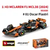 Bburago 1:43 2024 Mclaren MCL38 Miami Monaco F1 Formula Car Die Cast Vehicles Collectible Model Racing Toys 3