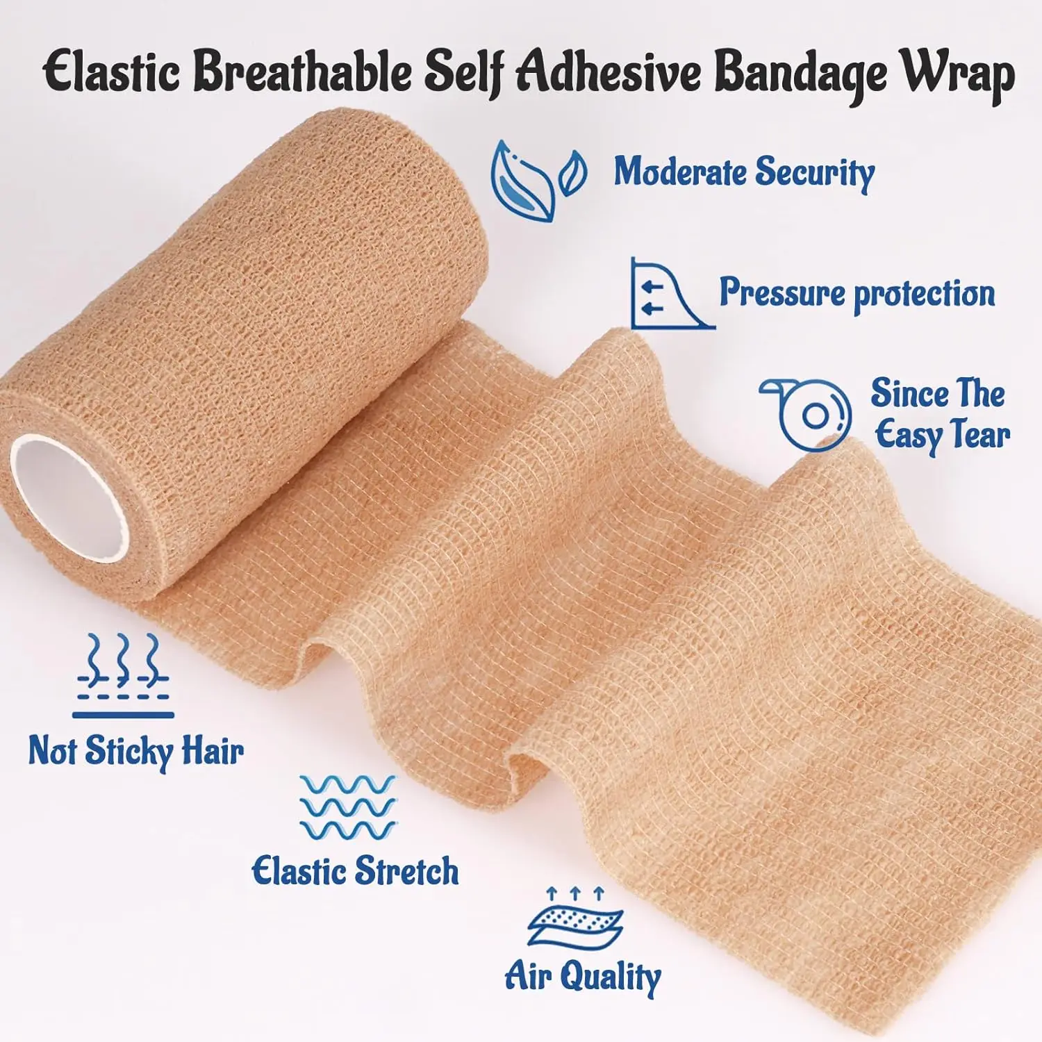 Description Picture 5 of itemSelf Adhesive Bandage Wrap Tape Cohesive Bandage Highly Breathable Elastic Bandage Athletic Nonwoven Tattoo Handle Bandage