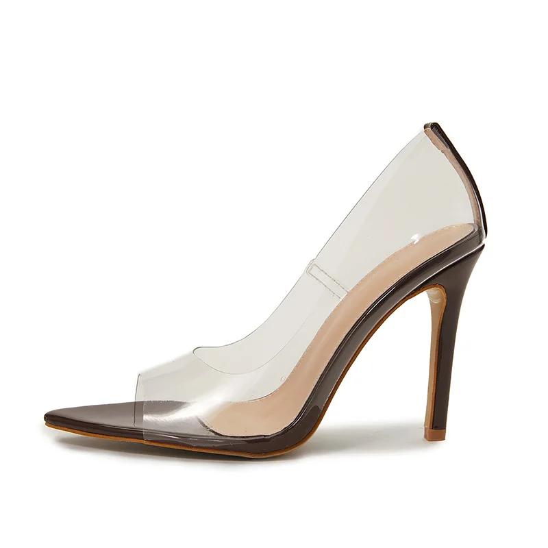 2022 Summer Party PVC Transparent High Heels Sexy Pointed Toe Shallow Slingback Shoes Women Pumps Sandals Mules Stiletto Mujer