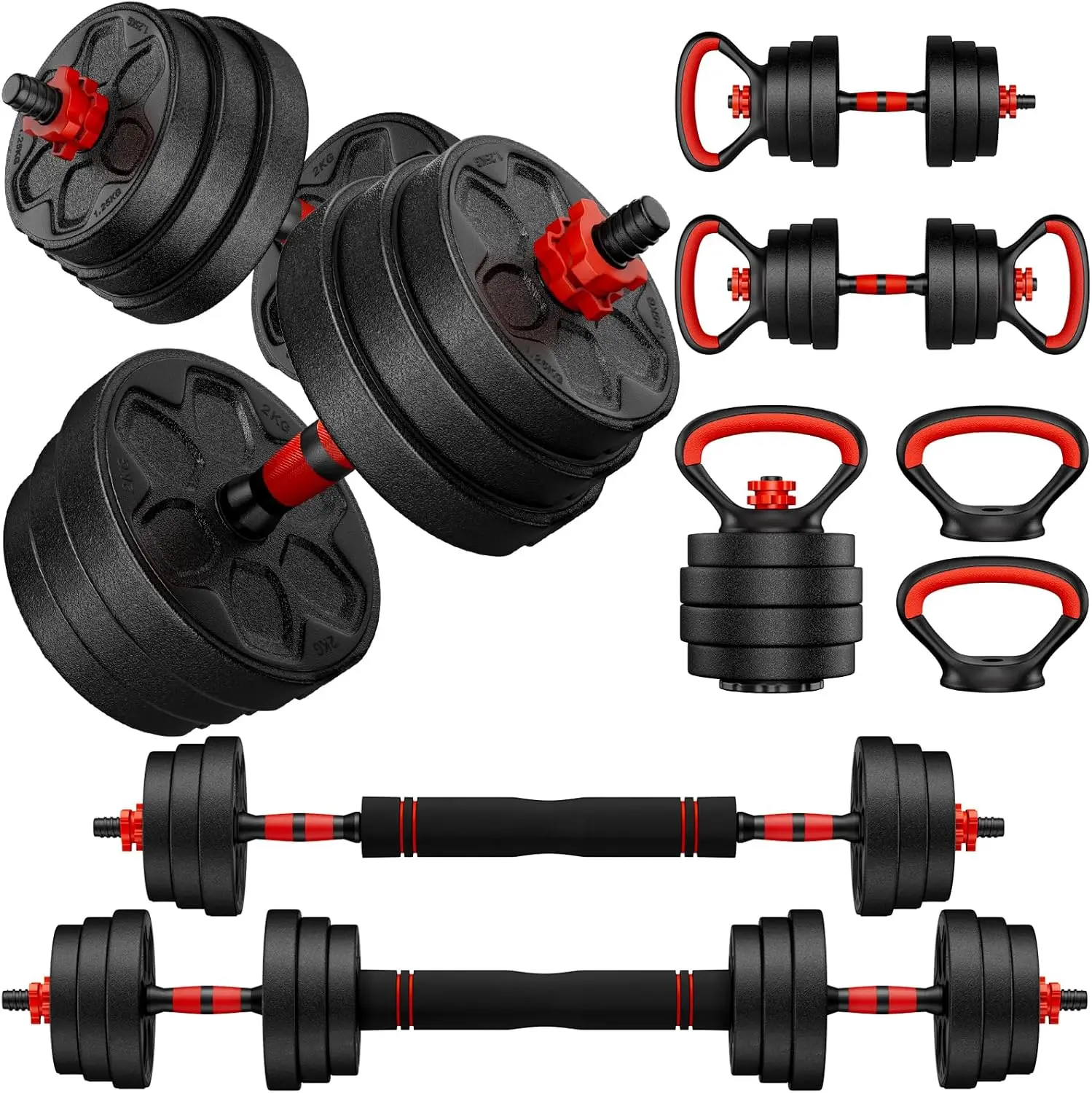 Adjustable Dumbbell Set, 20-90lbs Free Weights with Connector, Multifunctional for Home Gym Men and Women