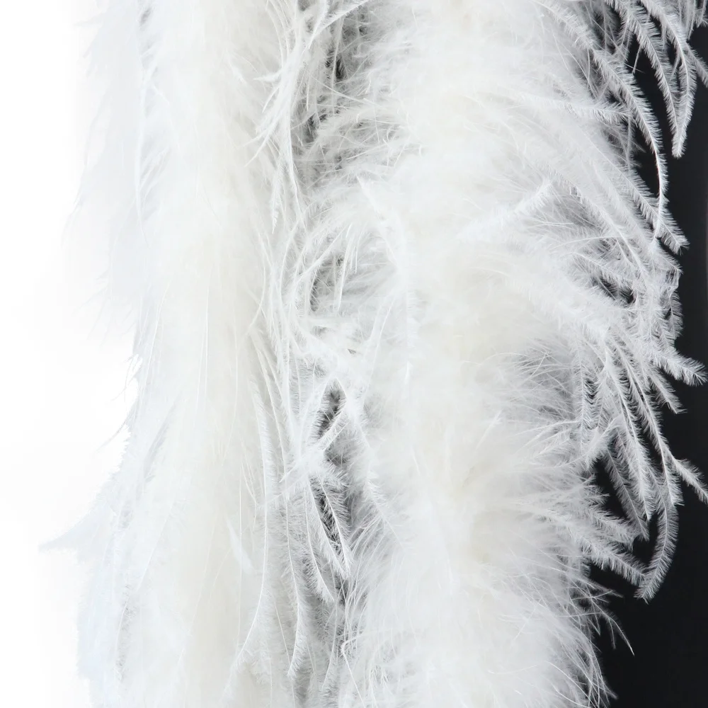 1Ply High Quality Ostrich Feather Boa White Ostrich Plumes Shawl for  Wedding Party Dress Sewing Decoration Scarf Crafts 2 Meters