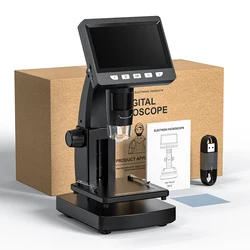 High-Resolution LCD Digital Microscope with LED Lighting and USB Magnification (Black)
