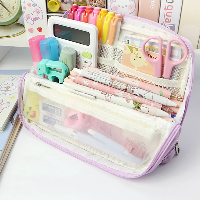 

Pencil Case Large Capacity Pencilcase Kawaii Stationery Estuch Escolar Canvas Pencil Box Kalemlik School Supplies Pencils Case