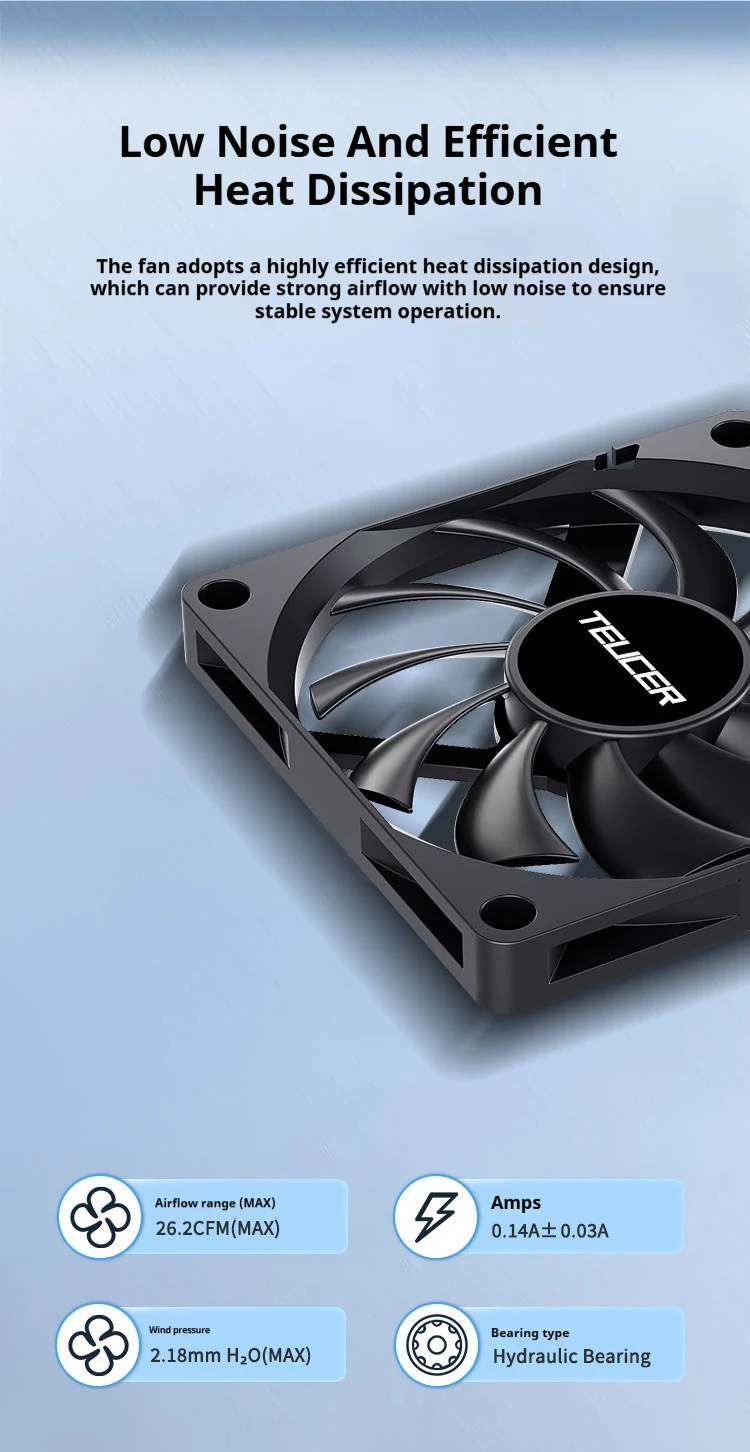 UT-8010 80mm PC Fan, 800-3000RPM 4Pin PWM 11 blade silent Cooling Fan