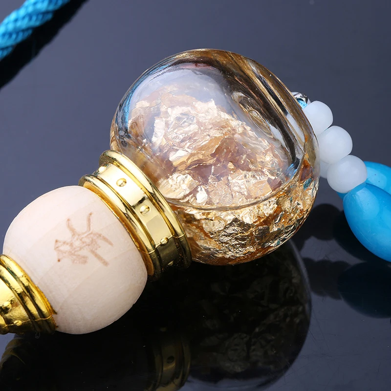 Car Glass Bottle Gourd Pendant Gold Foil Bottom Double Spike Gourd Pendant Car Interior Accessories Car Pendant Pendant