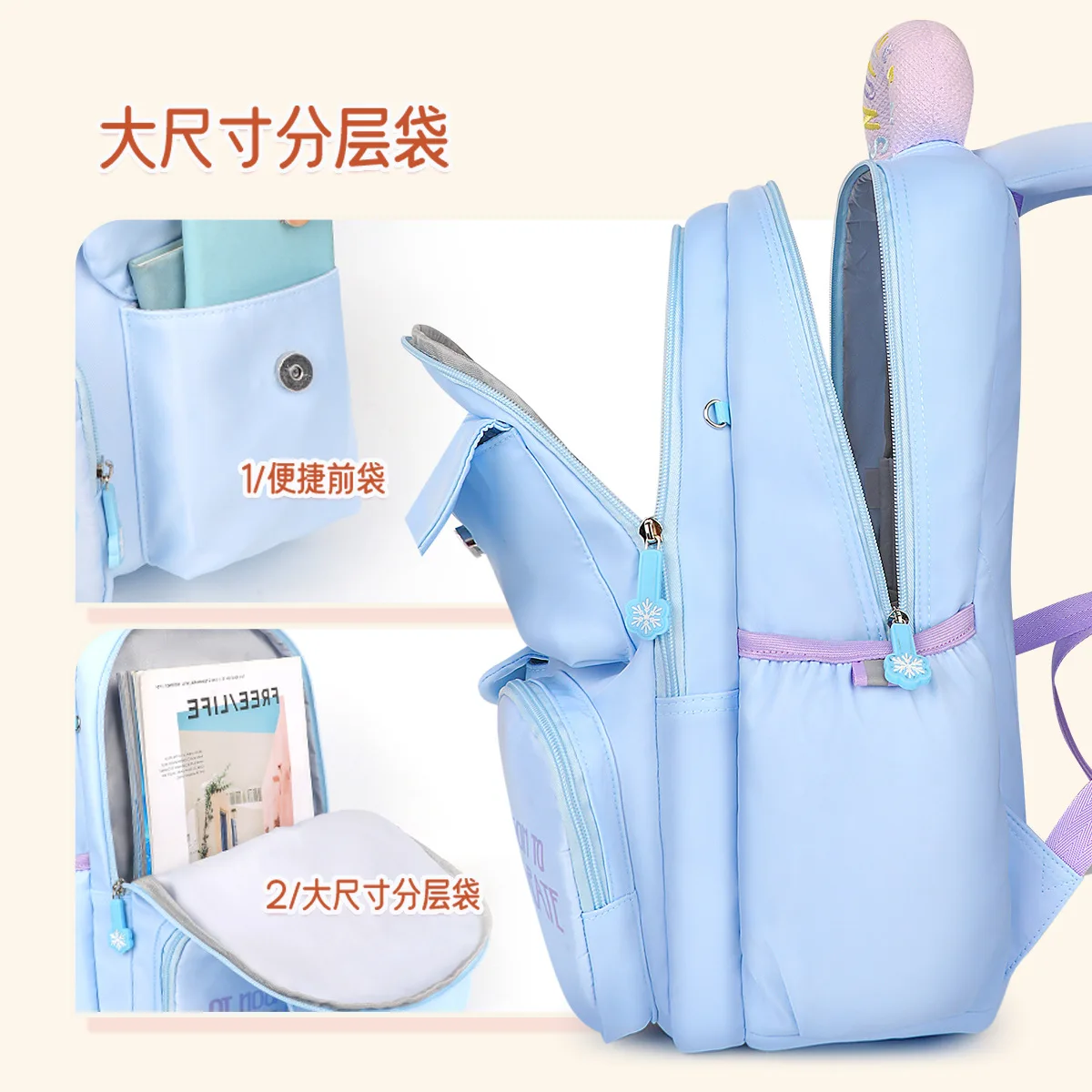 Disney Frozen School Bags For Girls Elsa Primary Middle Student Shoulder Orthopedic Backpack Grade 3-6 Large Capacity Mochila