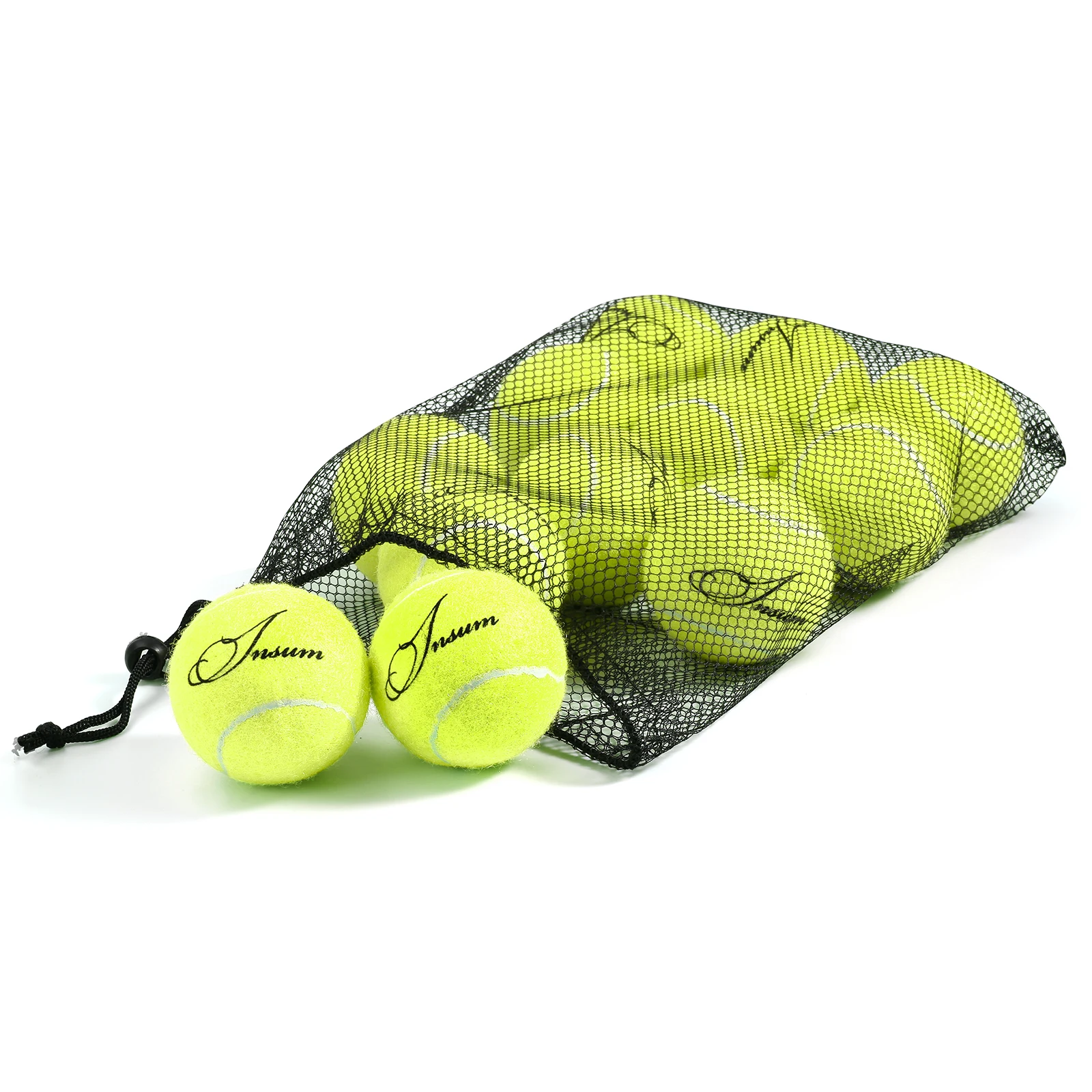 INSUM 12PCS Tennis Balls Pet Dog Tennis Ball with Mesh Bag  for Easy Carry Beginner Practice Tennis Ball