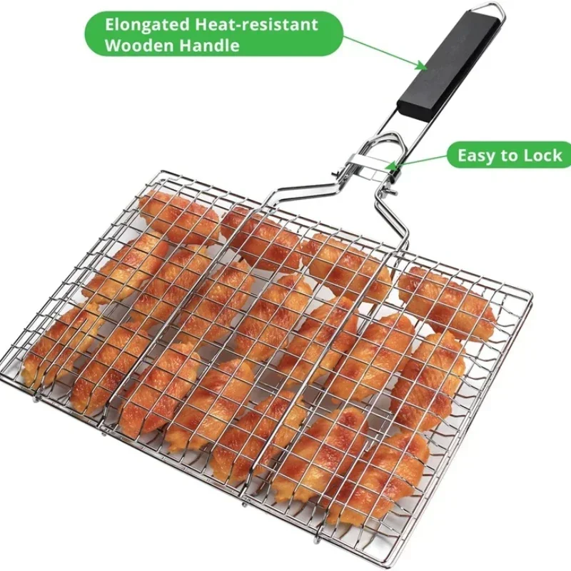 BBQ Grill Basket Foldable Portable Stainless Steel