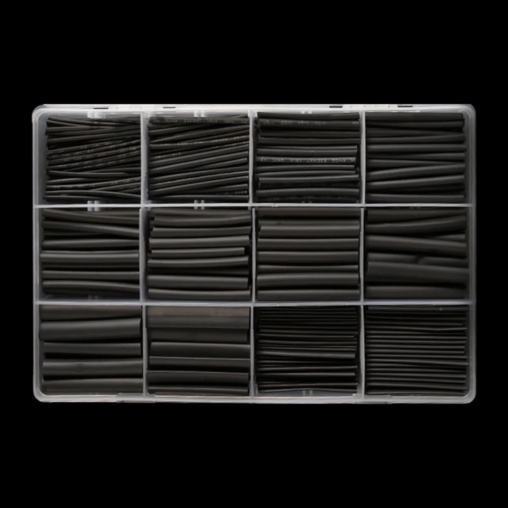 Black Heat Shrink Tubing 2:1 Shrink Ratio Polyolefin Heat Tubing Assortment 625PCS heat shrink tubing