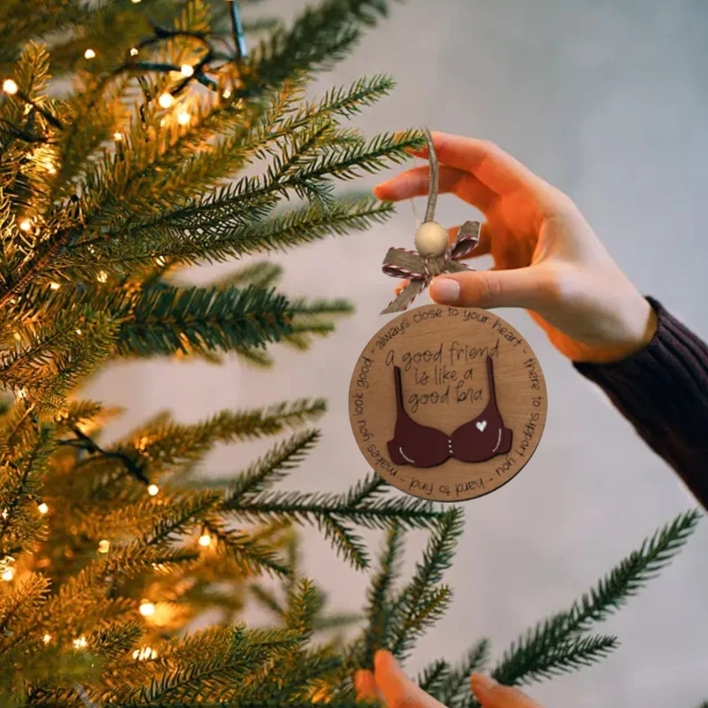 Creative Christmas Wooden Pendants Funny Bra Ornament Christmas Tree  Hanging - AliExpress