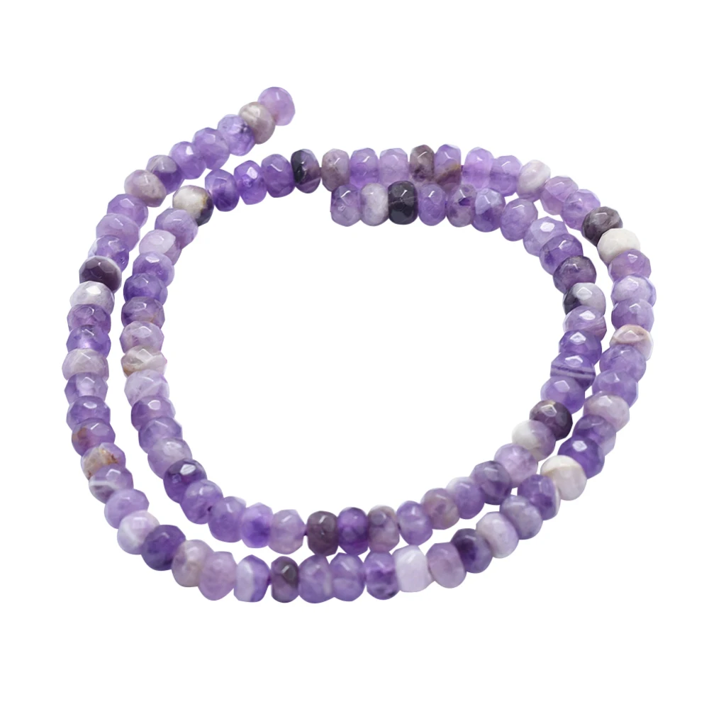 1 Strand Natural Stone Beads Amethyst Gem stone Loose Rondelle Faceted Abacus Beads for Jewelry Bracelet Earring Charms 6/8/12mm