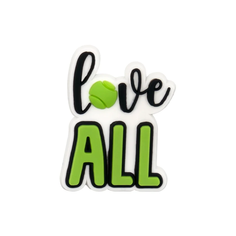 여성용 스포츠 스타일 신발 참, 테니스 시리즈 신발 장식, 테니스 라켓 레터 핀 클로그 청바지 액세서리, 1/8 개