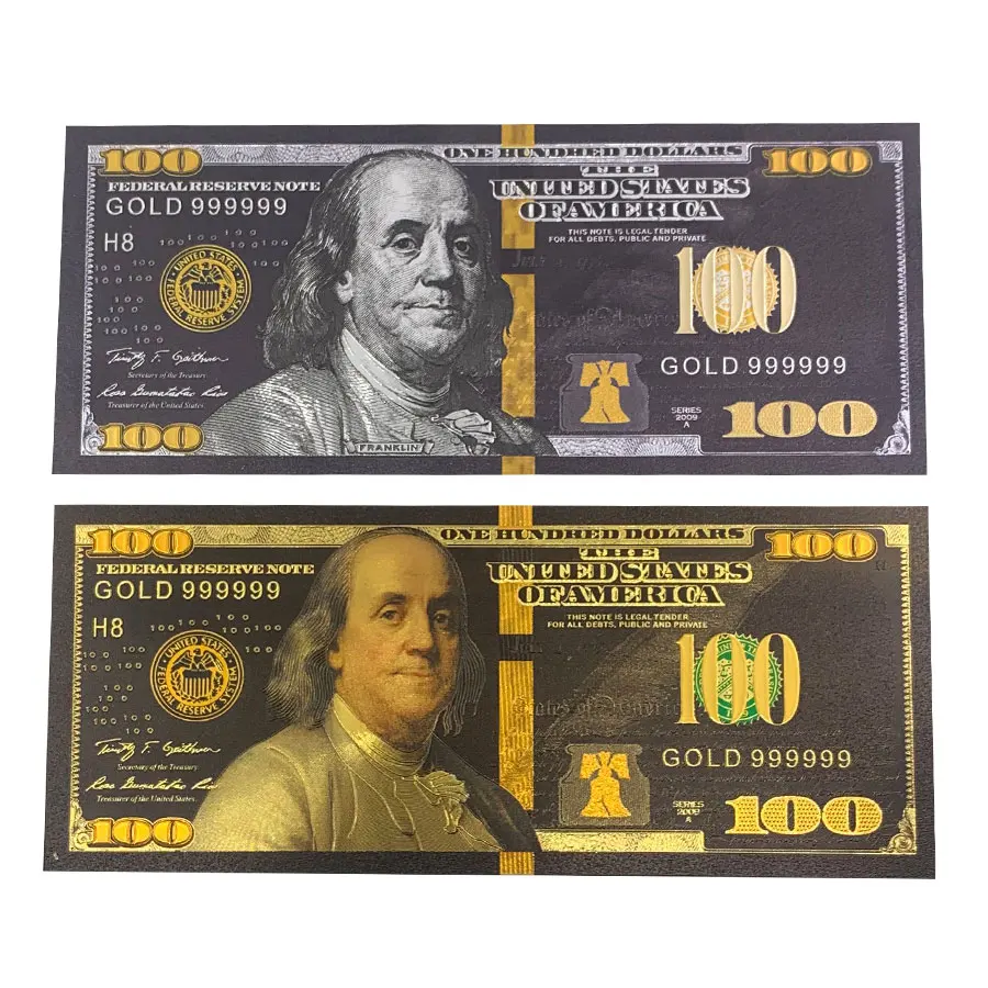Gold 100 dollar Gold Black USD 100 banknote Colored Silver Color Banknote For souvenir collection