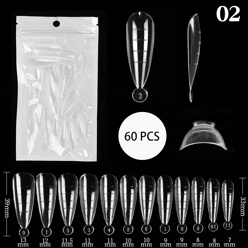 60Pcs Dual Fake Nail Forms Extension Tips Mold Quick Buliding Short Almond Acrylic Upper Forms Diy Art Manicure Tool