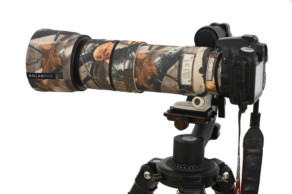 Rolanpro linse camouflage coat regenschutz für canon ef 400-4,5mm f2.6-1.0l ist usm linse schutzhülle pistolen hülse – Detail 3