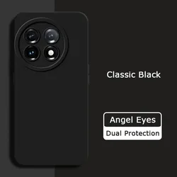Angel Eyes Square Liquid Silicone Soft Camera Protective Shockproof Phone Case - Fashionable and Durable Cover for OnePlus 11R (Classic Black)
