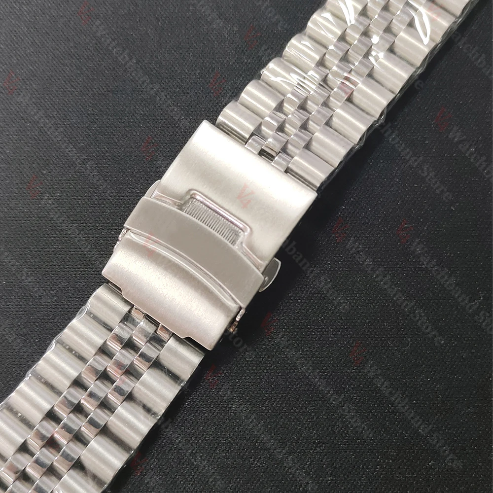 Solid Stainless Steel Curved End Watch Strap - Jubilee Bracelet Style
