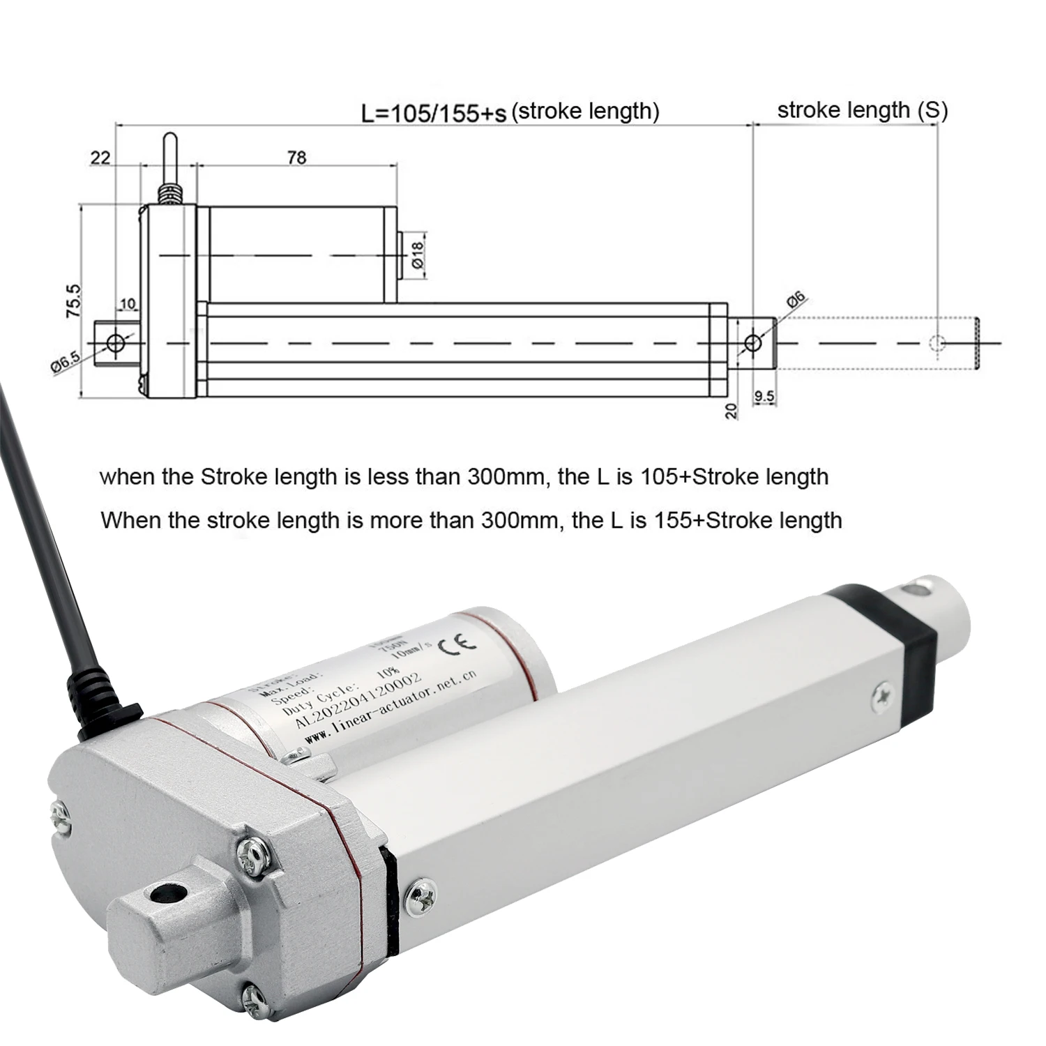 Actionneur linéaire - CIKONIELF - ETO - Course 150mm - 15mm/s - 50N - Bricolage
