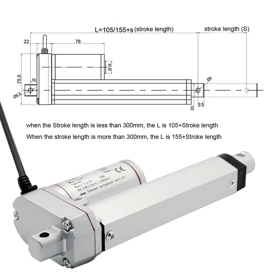 Actionneur Linéaire - DILWE - 12V - Force 750N - Course 150-700Mm - Poussoir Électrique Actionneur Linéaire - DILWE - 12V - Force 750N - Course 150-700Mm - Poussoir Électrique