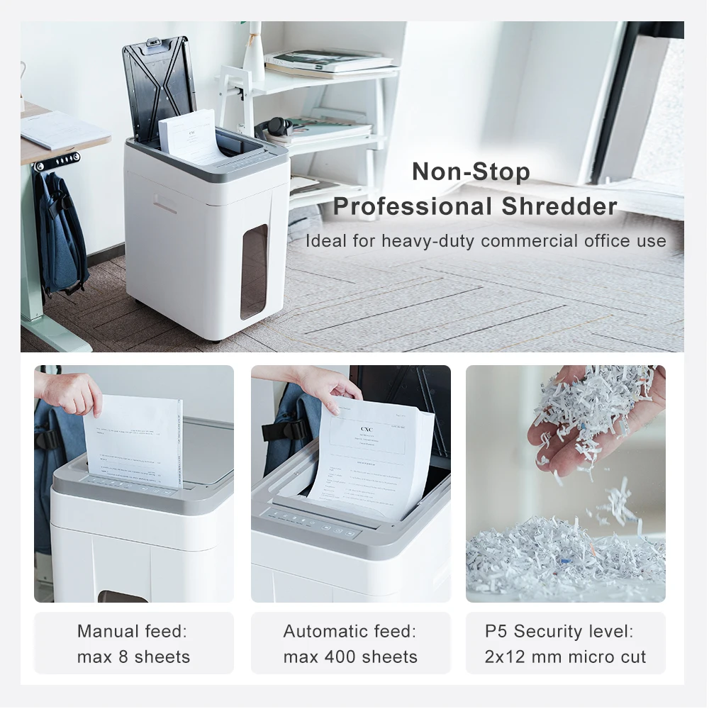 50L Auto Feed Paper Shredder: 400 Sheet P5 Micro Cut Machine Heavy Duty  Industrial Commercial Document Destroyer for Home Office - AliExpress, image size:1000x1000