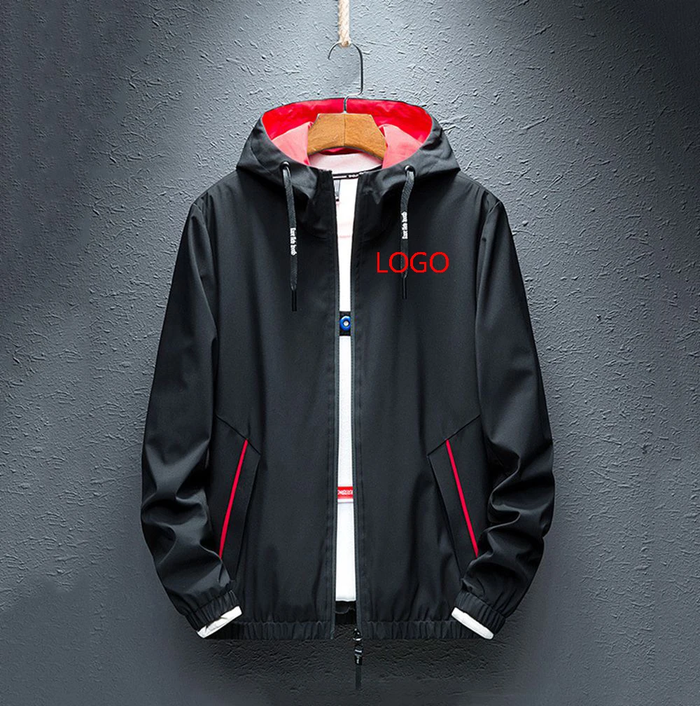 2023 spring and autumn custom Logo printing high quality casual hooded jacket men's popular zipper design windbreaker jacket sol