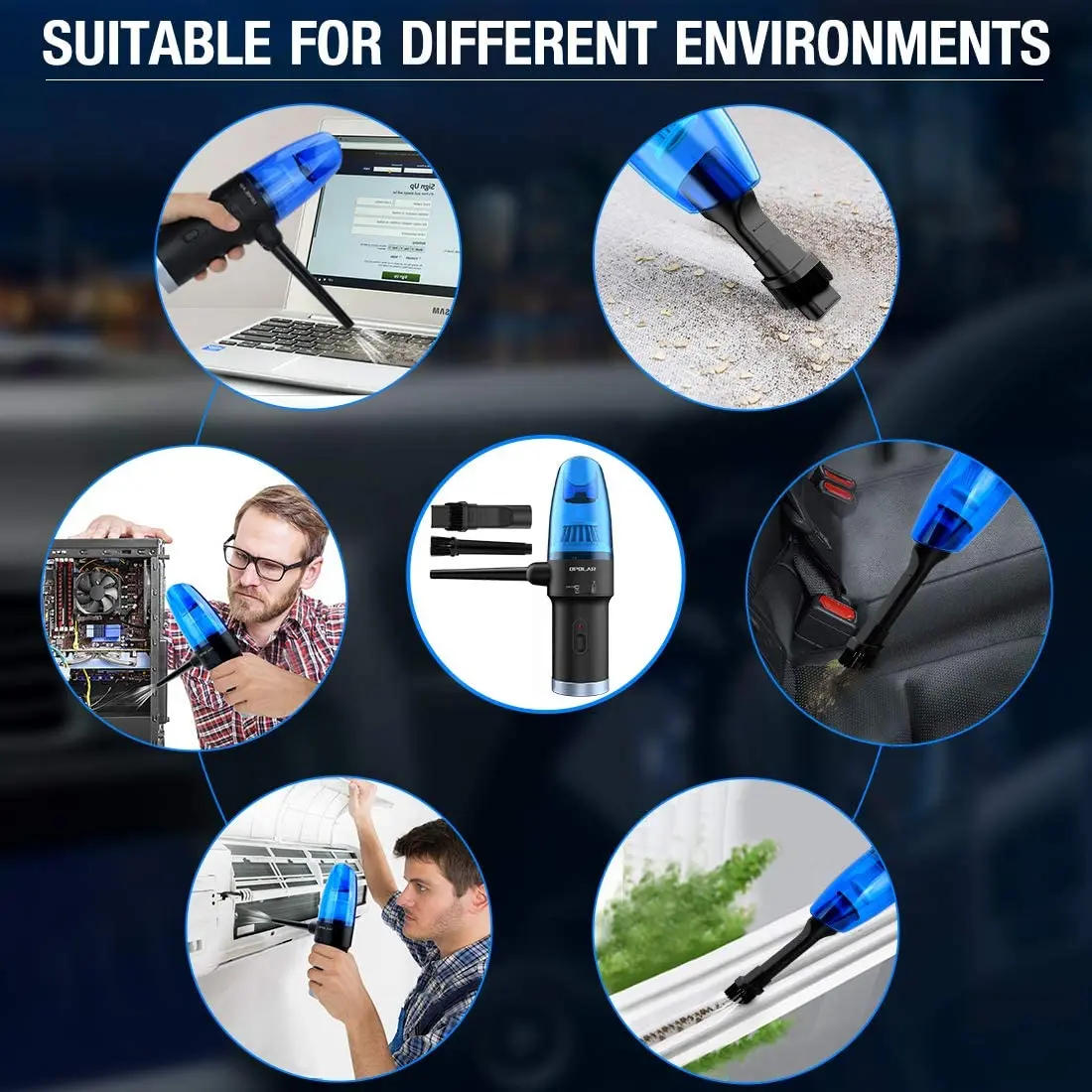 Upgraded Cordless Electric Compressed Air Duster Blower & Vacuum 2-in-1 Replaces Canned Air Spray Cleaner for Computer Keyboard air duster