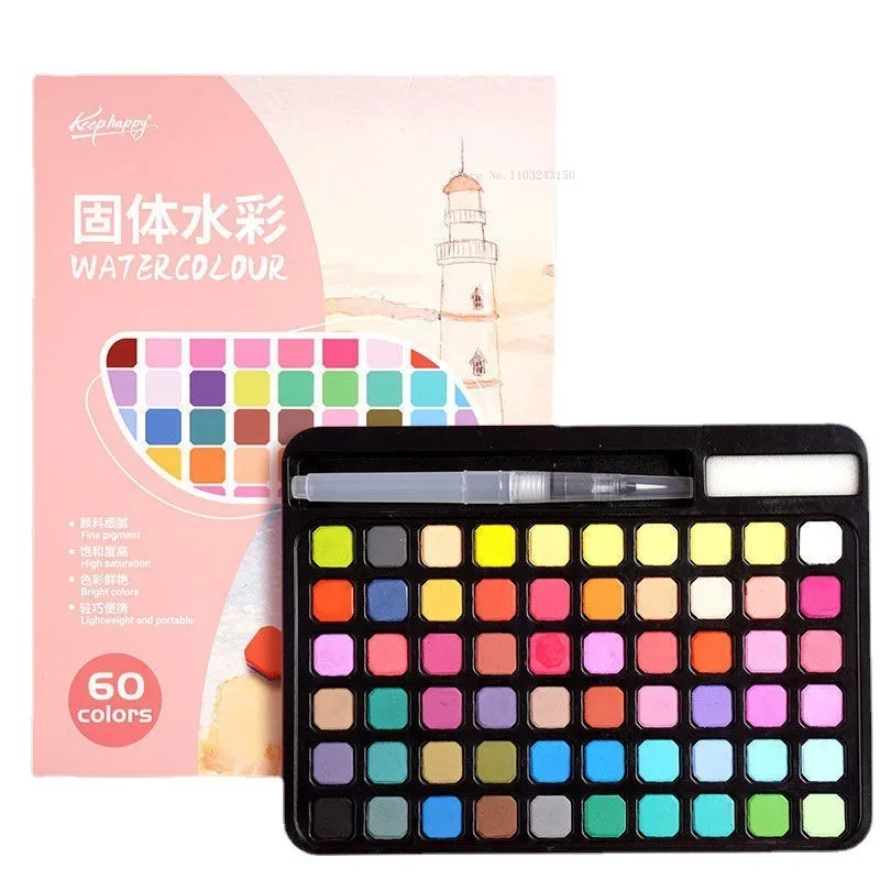 48/60 단색 수채화 안료 세트, 블록 모양 구아슈 안료, 아트 페인팅 그래피티 용품, 초보자 스케치 페인트