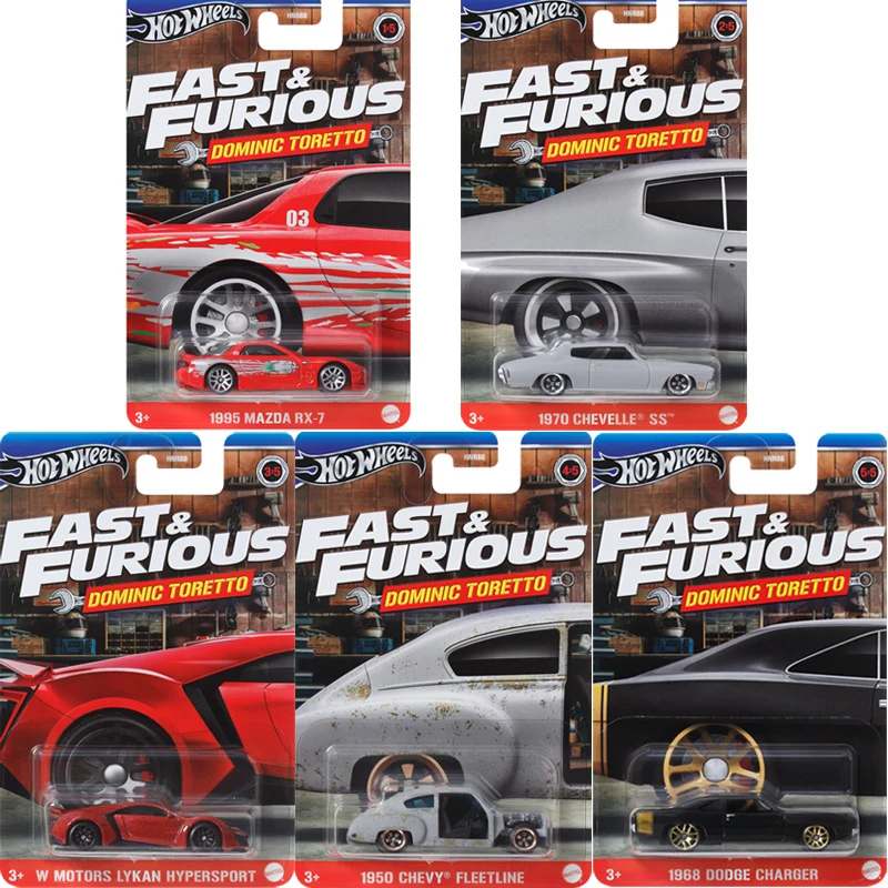 Hot Wheels Cars Fast & Furious 1995 MAZDA RX-7 LYKAN HYPERSPORT 1/64 Metal Die-cast Model Collection Toy Vehicles HNR88